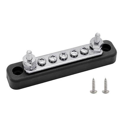 2 x #10 (M5) Studs Power Distribution Block with 5 x #8 (M4) Screws, Ampper 4.2" Bus Bar 12V Power Distribution Terminal Block Battery Busbar for Car Audio Solar (Red & Black)