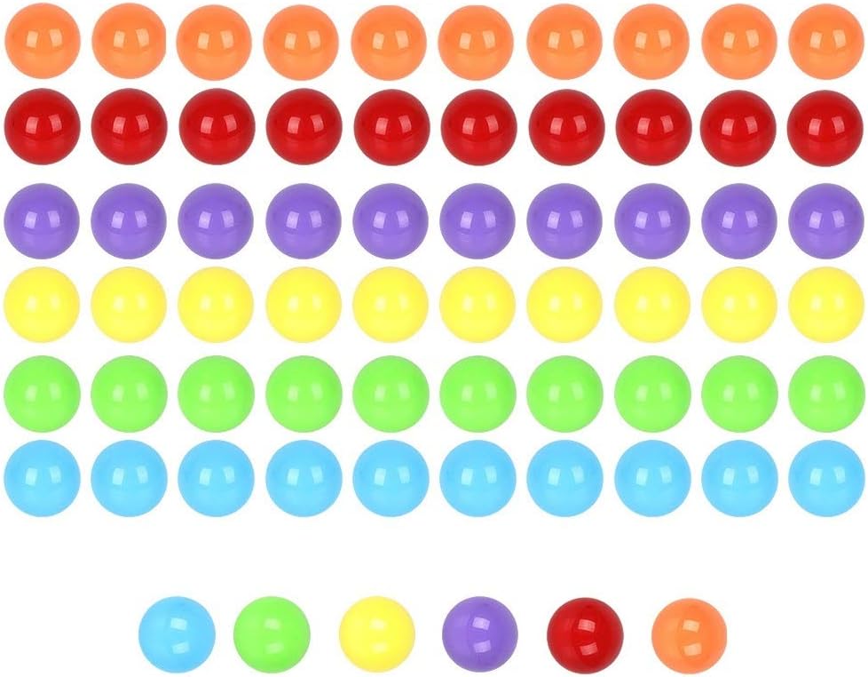 60pcs Chinese Checker Game Replacement Balls,6 Solid Color 14mm Acrylic Marbles for Marble Run, Aggravation Traditional Games