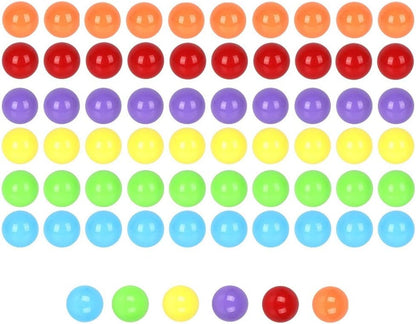 60pcs Chinese Checker Game Replacement Balls,6 Solid Color 14mm Acrylic Marbles for Marble Run, Aggravation Traditional Games