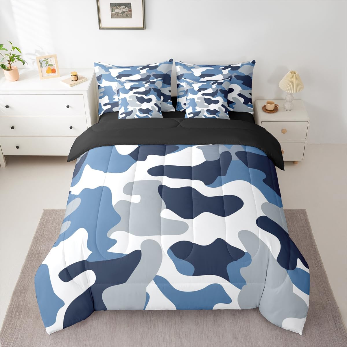 Erosebridal Chemistry Comforter Set with Sheets Full Size Periodic Table of Elements Bed in A Bag 7 Piece Science Chemistry Lovers Bedding Set for Kids Boys Children Bedroom Modern Black Bed Sets