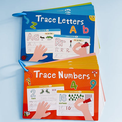 Alphabet A-Z & Numbers 1-100 Tracing Practice Flash Cards Set for Preschoo Homeschool Kindergarten Toddlers 3-6, Handwriting Dry Erase Chart, Teacher Teaching Aids