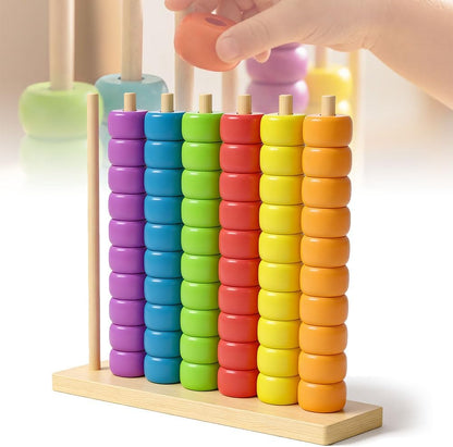 Color Matching Stacking Puzzle Game, 2026 New Wooden Color Match Challenge Game Fast Color Stack Challenge Ring Stack Puzzle with Rings and Racks, Tabletop Brain Teaser for Friend Family (2pcs)