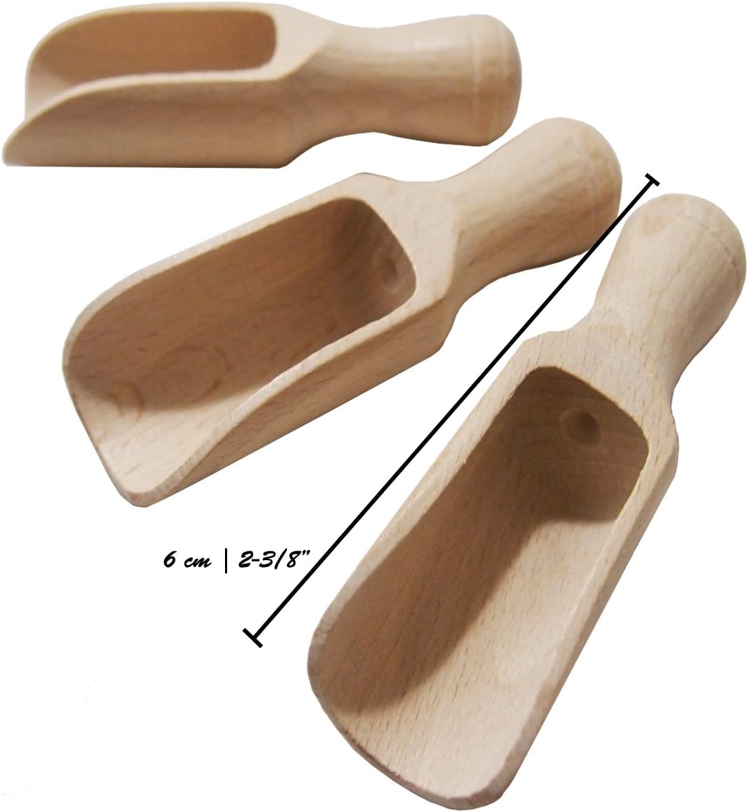 efo Versatile Wooden Scoops Set 4pcs - Multipurpose Wooden Spoons - Wood Salt and Spice Scoops – Rustic Bath Salt Scoop - Wooden Nuts Scoop - sizes: 2.4"; 3.3"; 3.9"; 6.7" / 6; 8.5; 10; 17cm