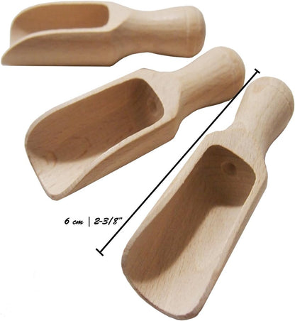 efo Versatile Wooden Scoops Set 4pcs - Multipurpose Wooden Spoons - Wood Salt and Spice Scoops – Rustic Bath Salt Scoop - Wooden Nuts Scoop - sizes: 2.4"; 3.3"; 3.9"; 6.7" / 6; 8.5; 10; 17cm