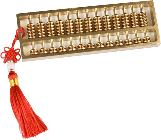 Brass Mini Abacus, Copper Decoration, Chinese Calculator Math Tool for Kids Adults, Gold (09-2)