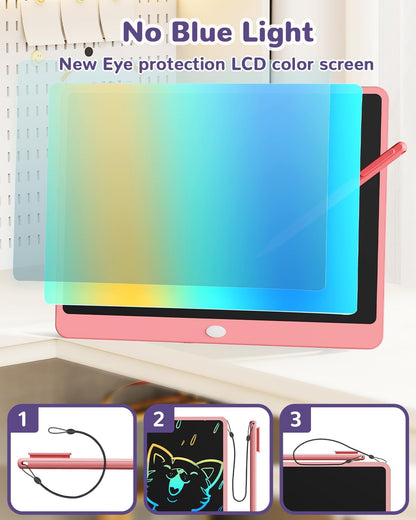 ORSEN LCD Writing Tablet 10 Inch, Colorful Doodle Board Drawing Pad for Kids, Toddler Toys for 3 4 5 6 7 8 Year Old Girls Boys Gifts (Pink)
