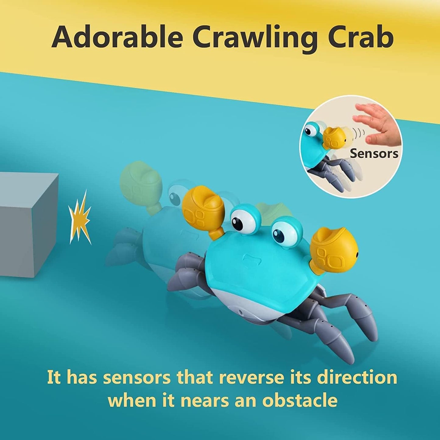 Crawling Crab Gear Set Toy - Tummy Time Musical Crab Toys Stacking & Building Blocks Educational STEM Game for Toddlers & Kids 3-5, 1 2 3 Yr Old Birthday Gift Christmas Stuff for 0-36 Month Boys Girls