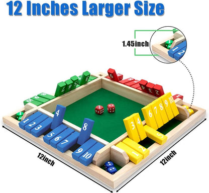 Nicecho Shut The Box Dice Game,2-4 Player Family Wooden Board Table Math Games for Adults and Kids, 8 Dices Classics Games for Classroom,Home,Party or Pub