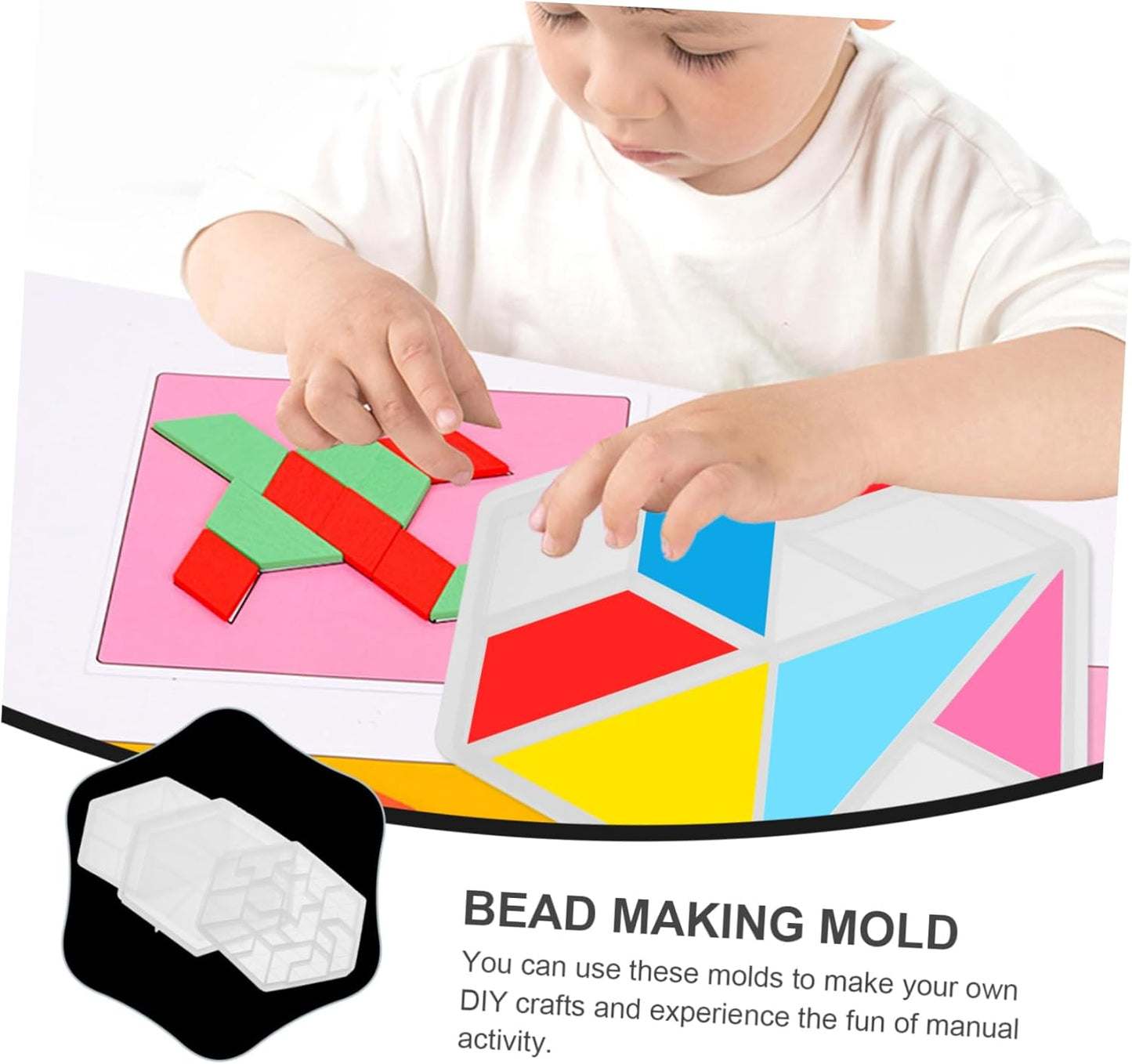 DECHOUS 3pcs Tangram Mold Silicone Molds for Resin Puzzles Geometric Shape Silicone Tray Kids Puzzle Crystal Tray DIY Art Creative Tangram Mould Jigsaw