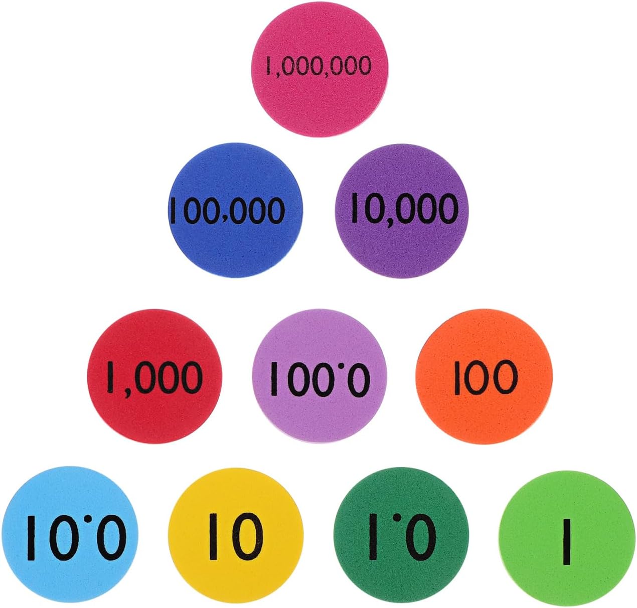 Gatuida 300pcs EVA Place Value Disks, Colorful Counting Chips Early Math Skills Color-Coded Soft Place Value, Educational Math Manipulatives for Kids Learning Elementary School