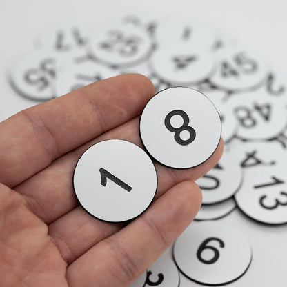 StayMax Plastic Number Tags Engraved Numbered Tags Without Hole (1-50, Black)
