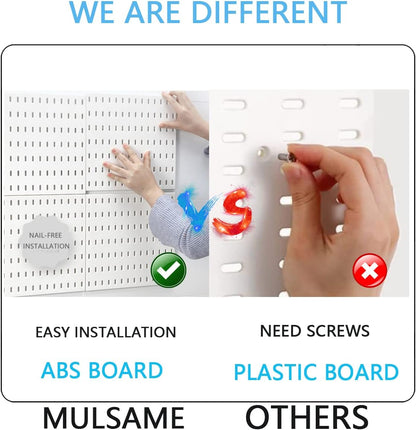 MULSAME Pegboard Combination Kit, Wall Mounted Storage Set with 8 Pegboards & 32 Accessories Hanging, White Peg Boards Organizer for Walls Display, Crafts Organization, Kitchen Organizer, 22" x 44"