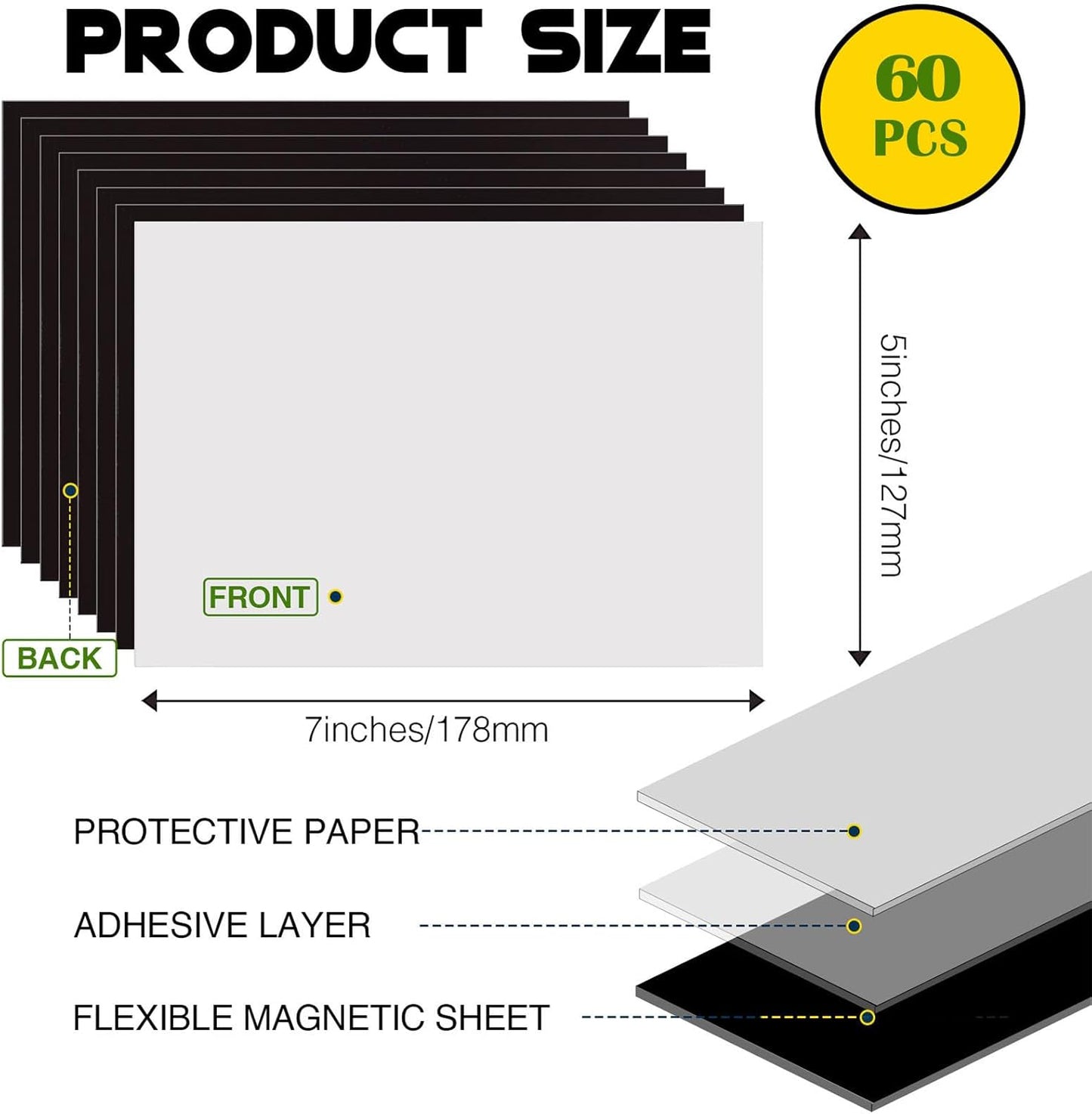 Adhesive Magnetic Sheets for Letter Size 8.5x11 (Pack of 8),Magnet Sheets with Self-Stick Adhesive for Home/Classroom/Office,Easy Cut DIY Paper Craft Magnet