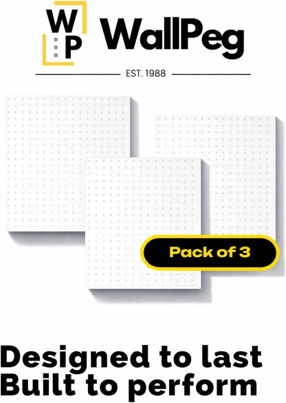 WallPeg PEGBOARD Panels Peg Board Plastic Pegboard Kit 24"x24" (2, White)