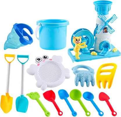 14Pcs Colorful Sand and Water Toy Set for Outdoor Beach Pool Sensory Play Activities Toddler Beach Bath Toy with Tools
