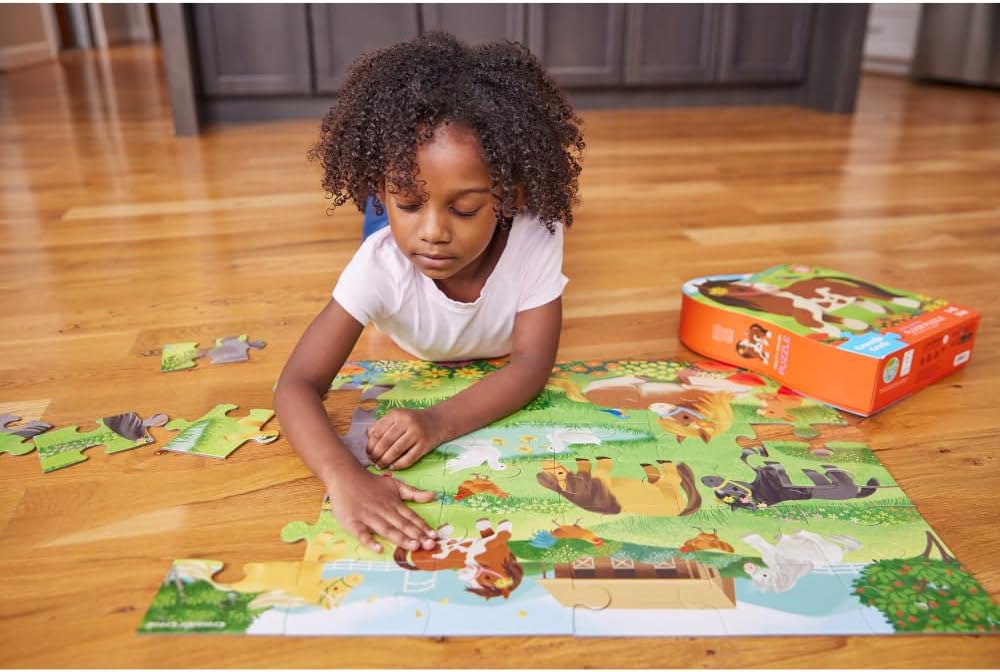 Crocodile Creek 36-Piece Jigsaw Floor Puzzle - Shark Reef - for Kids Ages 3-5 - Heavy-Duty Shaped Box for Storage - 24" W x 18" H Finished