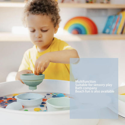 3Pcs Silicone Foldable Funnels, 6.1 X 3.5in Sensory Play Funnel Toys, Multi Functional Sensory Bin Tool for Toddlers