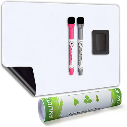 Magnetic Dry Erase Board Fridge White Board Sheet 20x13 inch, Flexible Large Refrigerator Magnets Whiteboard Planner for Home Kitchen, 2 Markers and Eraser