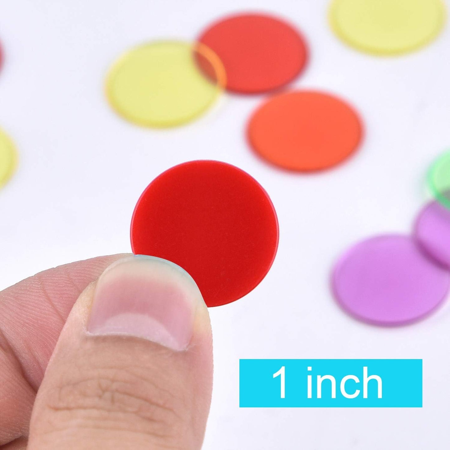 Coopay 300 Pieces Plastic Learning Counters Disks Bingo Chip Counting Discs Markers for Math Practice and Poker Chips Game Tokens,1 Inch (Blue Style 1)