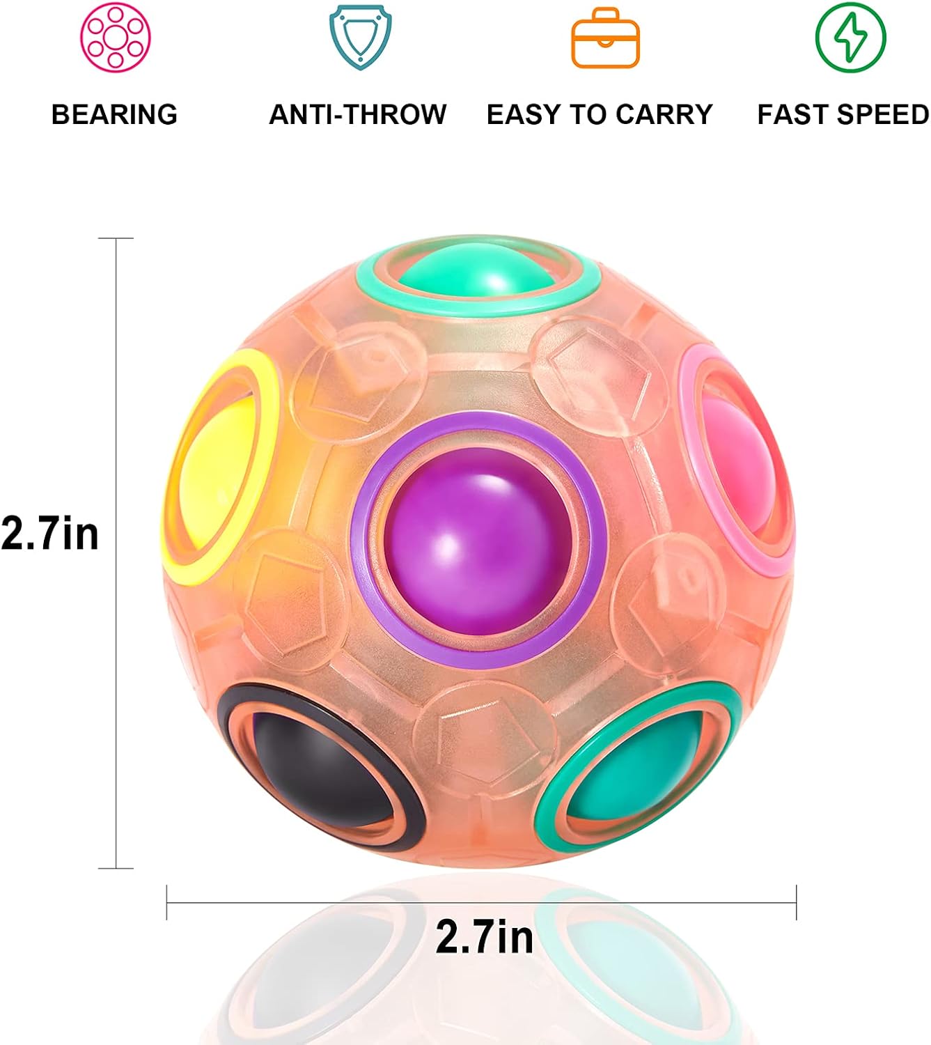 Vdealen Magic Rainbow Puzzle Ball, Fidget Ball Puzzle Brain Teaser Fidget Toy for Boys & Girls- Birthday Party Easter Valentines Christmas Stocking Stuffers for Kids Teen & Adults(Off White)