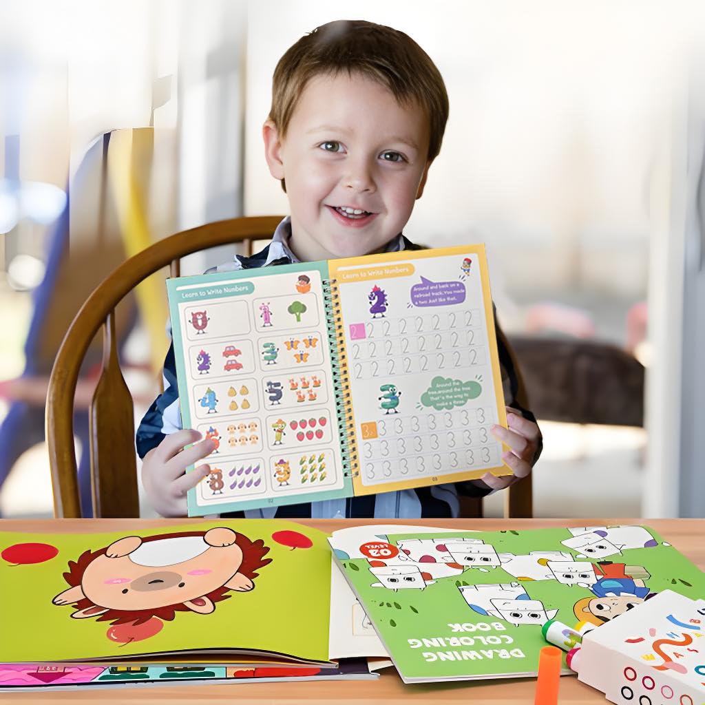 Magic Grooved Writing Practice for Kids - Grooved Writing Books for Kids 3-5 - Handwriting Practice Workbooks for Kids 8-10 - Preschool Tracing Books