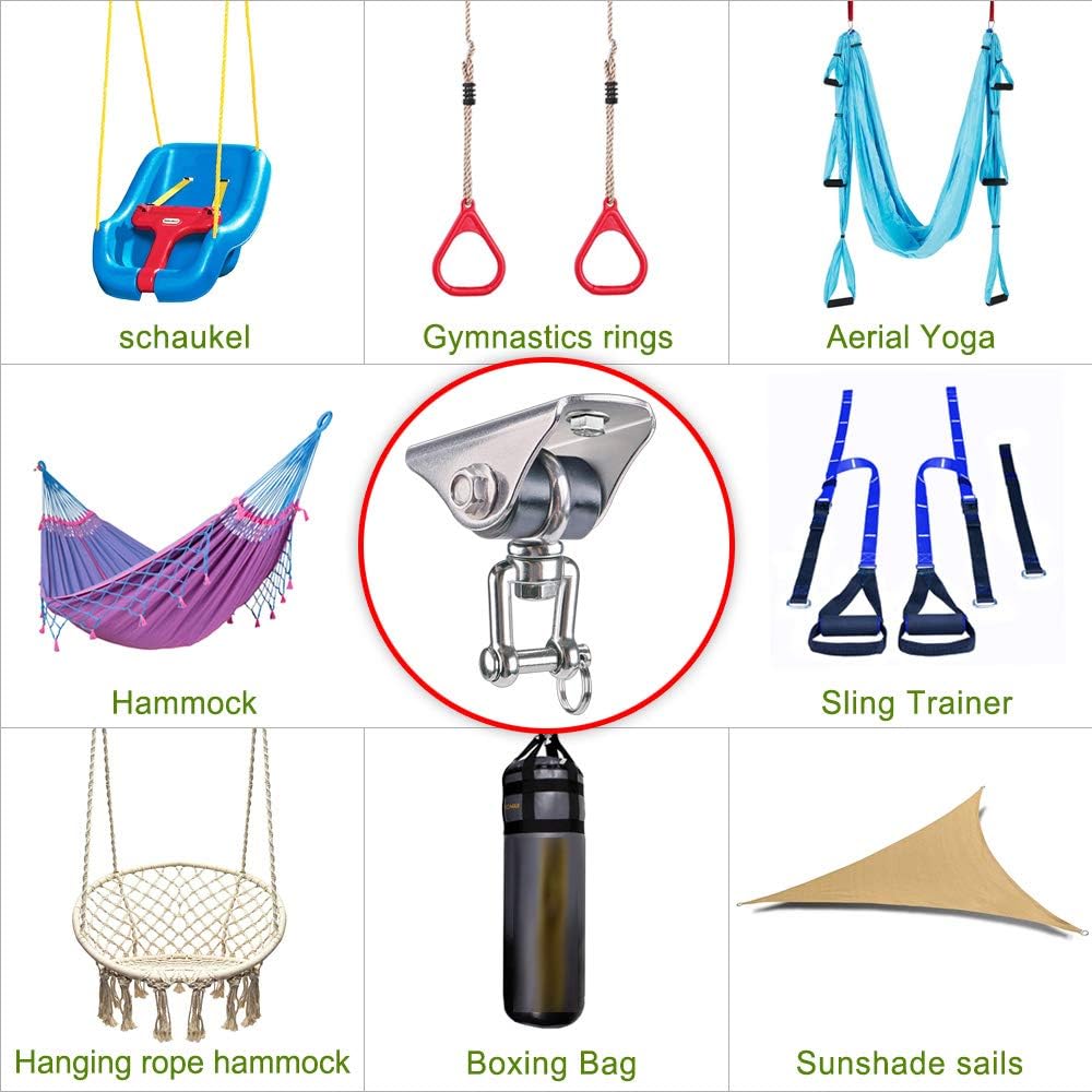 SELEWARE Anti-Squeaking Swing Hanger Stainless Steel Swing Set Hook Ceiling Mount Bracket for Hammock Chair Toddler Swing Yoga Swing Punching Bag 2 Packs