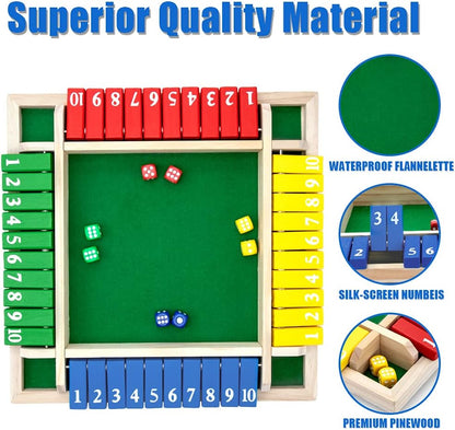 Nicecho Shut The Box Dice Game,2-4 Player Family Wooden Board Table Math Games for Adults and Kids, 8 Dices Classics Games for Classroom,Home,Party or Pub