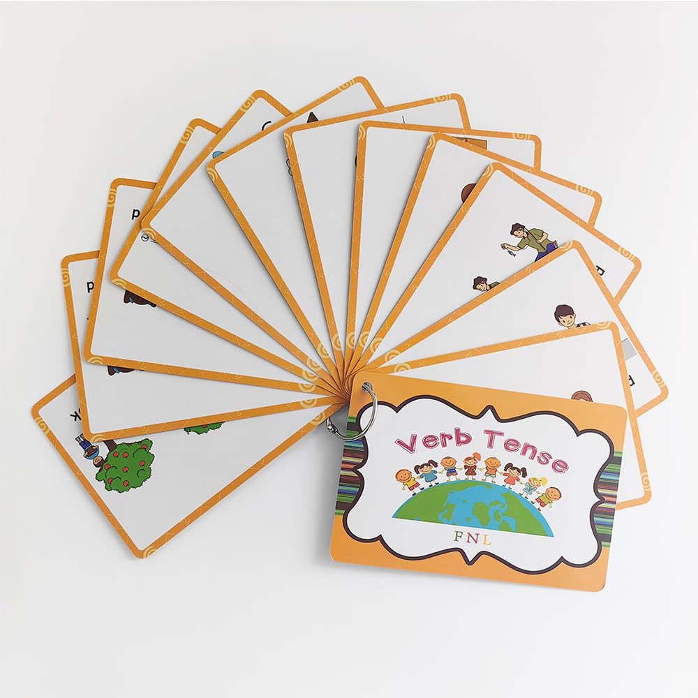 Lilias Irregular Past Tense Verbs English Grammar Double-Side Learning Flash Cards - 24 Card Set for Homeschool, Preschool, Primary School, ESL, Autism, Vocabulary Building