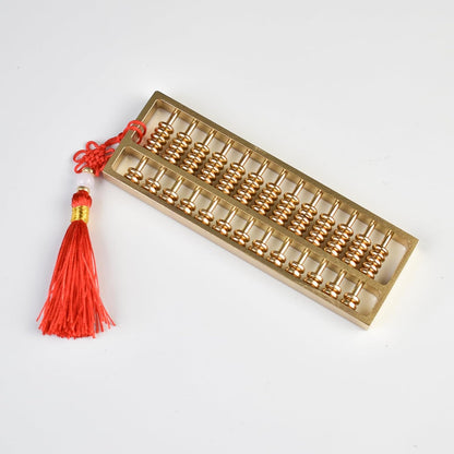 Brass Mini Abacus, Copper Decoration, Chinese Calculator Math Tool for Kids Adults, Gold (09-2)
