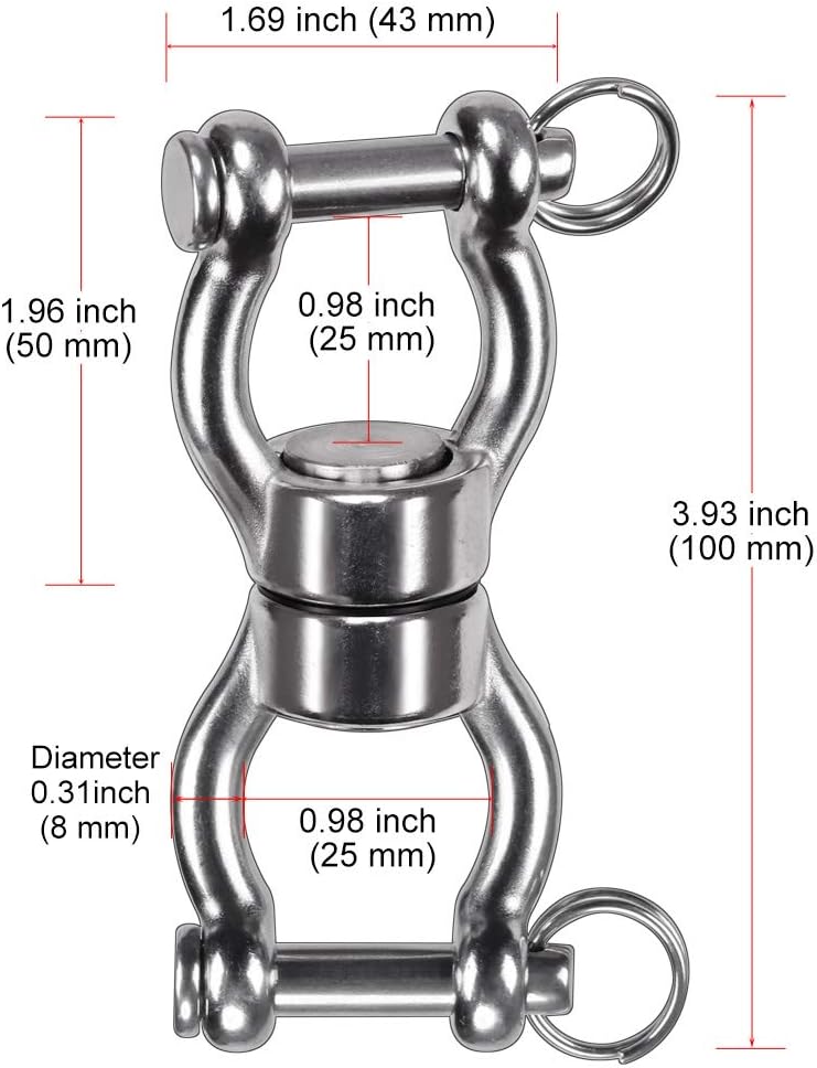 SELEWARE Silent Bearing Swing Swivel, 360° Rotational Device Hanging Accessory with Removeable Buckle for Tree Swing, Hammock Chair, Climbing Rope, Yoga, Kids Swing Swivel 1200LB Capacity, 2 Pack