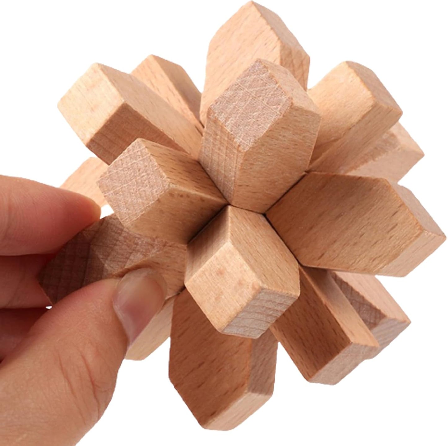 VolksRose 9pcs Wooden Brain Teaser Puzzles, IQ Challenge Puzzle Games, Logic Smart Mind Puzzle Box Lock Toy Removing Assembling 3D Small Puzzle Gift Set for Adults Teenagers Kids, 1.8inch 4.5cm