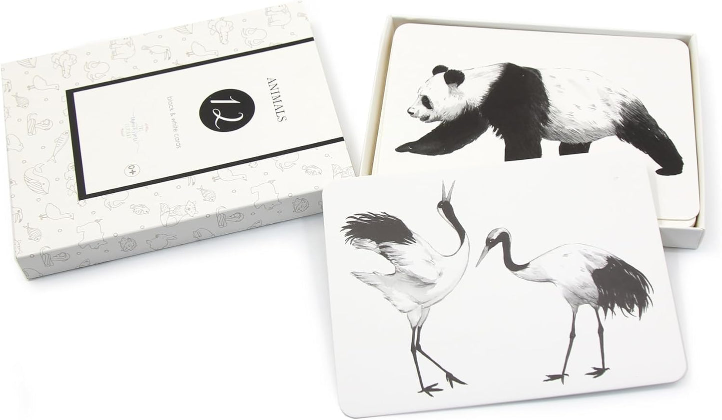 Montessori Black and White Baby Cards – High Contrast Animal Flash Cards for Newborn Visual Stimulation, Tummy Time & Infant Development (12 Cards)