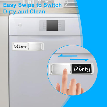 Dishwasher Magnet Clean Dirty Sign, Slide Strong Clean and Dirty Refrigerator Magnet Indicator for Dishwasher, Non-Scratch, Easy to Read, Self-Adhesive for Non-Magnetic Dishwasher（LightGray Brown）