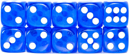 SmartDealsPro 10-Pack D6 Six Sided 16mm Transparent Dice Die for DND, MTG, RPG, Tenzi, Yahtze, Bunco, Table Borad Games, Math Teaching