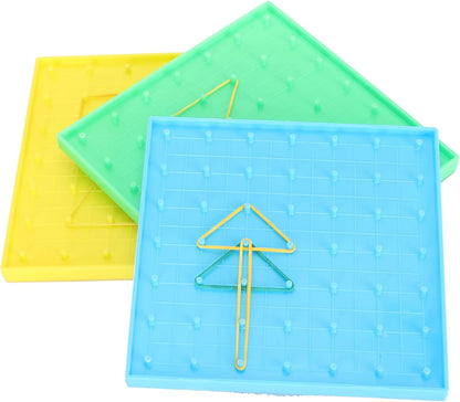 Haofy Mathematical Manipulative Material Array Block Geo Board, Interactive Plastic Teaching Aid for Kids with Rubber Bands, Enhances Fine Motor Skills and STEM Learning 5.3 X 5.3 Inch