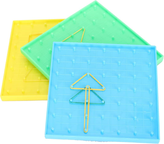Haofy Mathematical Manipulative Material Array Block Geo Board, Interactive Plastic Teaching Aid for Kids with Rubber Bands, Enhances Fine Motor Skills and STEM Learning 5.3 X 5.3 Inch