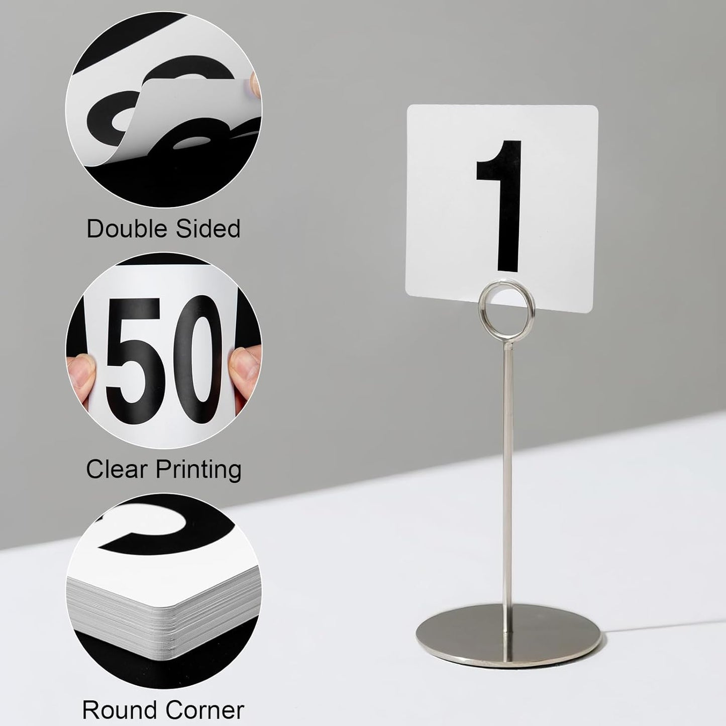 100 Pcs Table Numbers 1-100, Plastic Double Sided Table Number Cards, 4x3.7 Inch Number Signs for Wedding, Restaurant, Reception, Party, Anniversary, Event