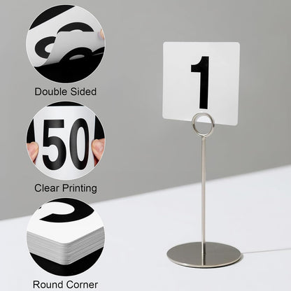 100 Pcs Table Numbers 1-100, Plastic Double Sided Table Number Cards, 4x3.7 Inch Number Signs for Wedding, Restaurant, Reception, Party, Anniversary, Event