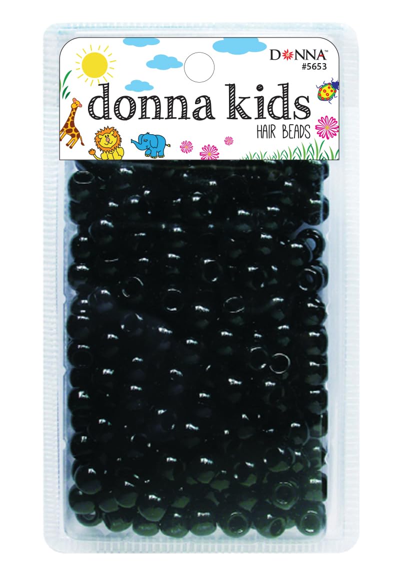 DONNA Kids Hair Beads 12 mm (170 pcs) – Clear Pearl Pony Beads with Threading Tool – Fun Braiding & Craft Accessories for Girls