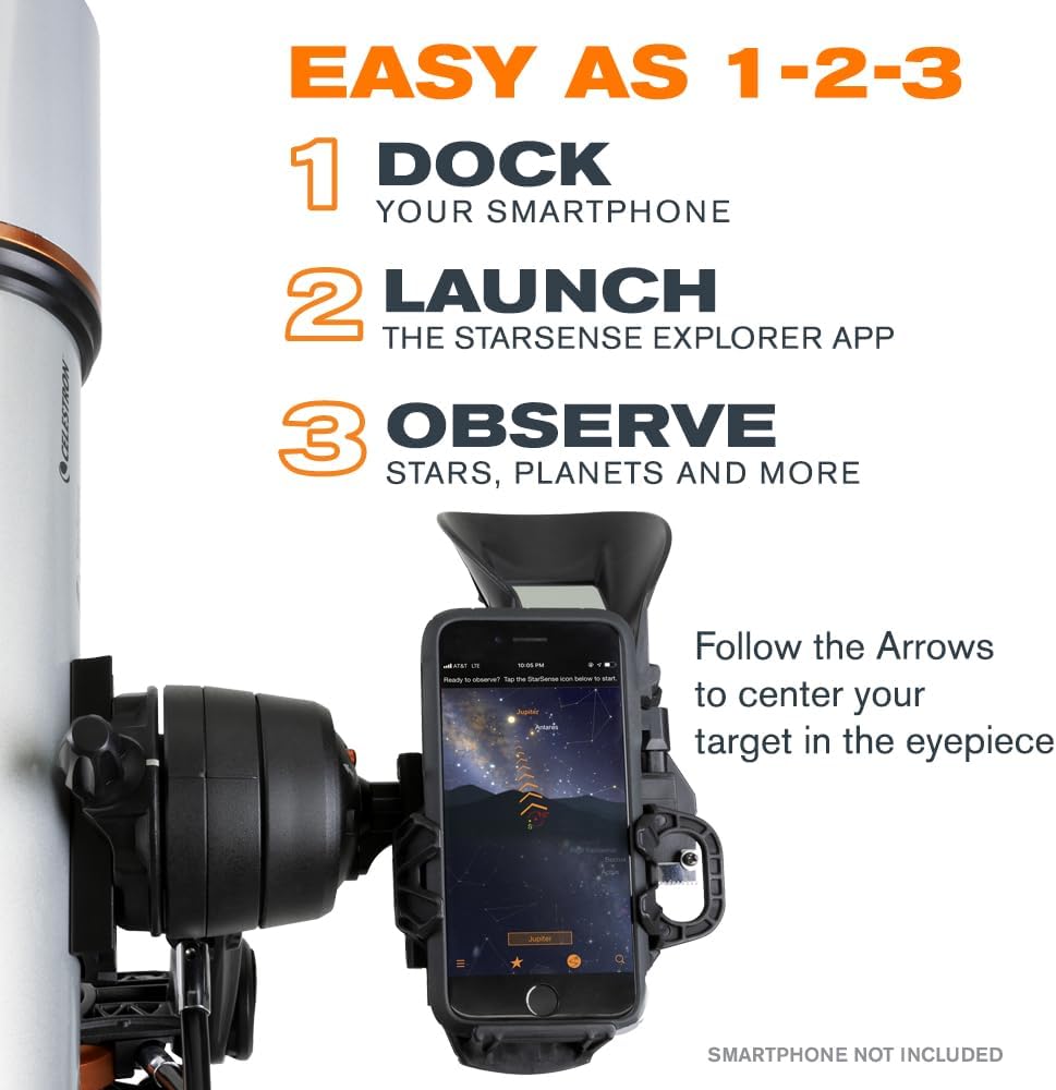 Celestron StarSense Explorer DX 130AZ App-Enabled Telescope – 130mm Newtonian Reflector with Smartphone Dock & StarSense App – iPhone & Android Compatible – Easy-to-Use for Beginners