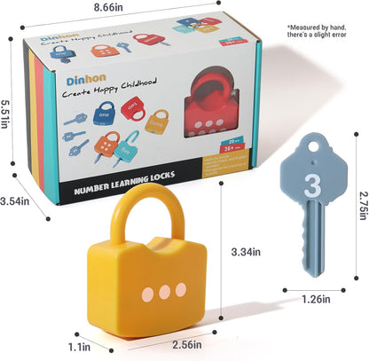 Dinhon Kids Learning Locks with Keys Numbers Matching & Counting Montessori Educational Toys for Ages 3 4 5 Boys and Girls Preschool Games Gifts