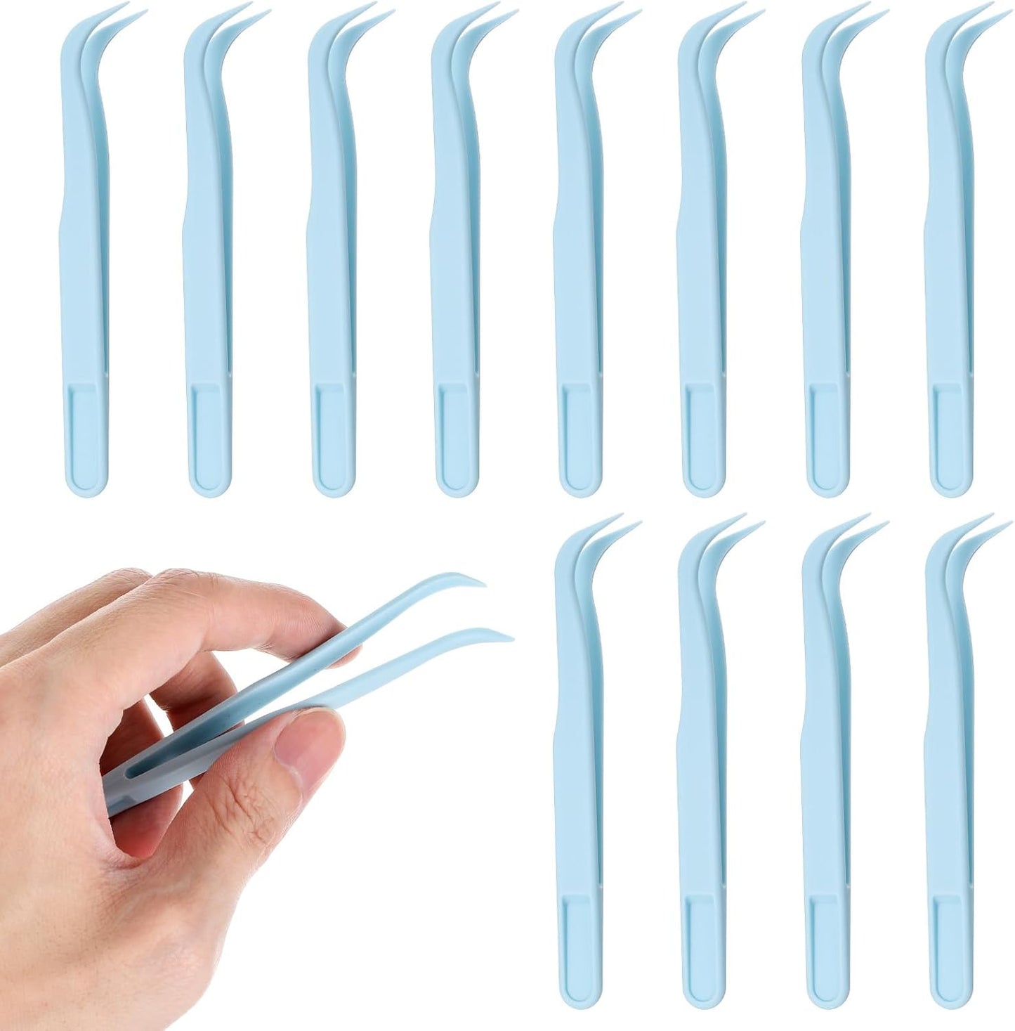 Ymapinc 12 Pcs Plastic Tweezers for Crafting, Bead Craft Tweezers, Plastic Tongs, Art Tweezer for Jewelry Making,Crafts & Baking