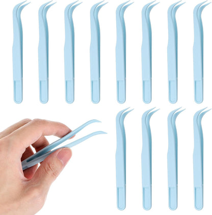 Ymapinc 12 Pcs Plastic Tweezers for Crafting, Bead Craft Tweezers, Plastic Tongs, Art Tweezer for Jewelry Making,Crafts & Baking