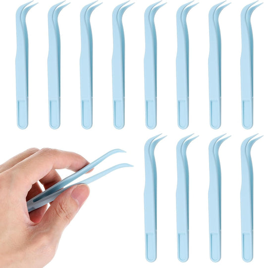 Ymapinc 12 Pcs Plastic Tweezers for Crafting, Bead Craft Tweezers, Plastic Tongs, Art Tweezer for Jewelry Making,Crafts & Baking