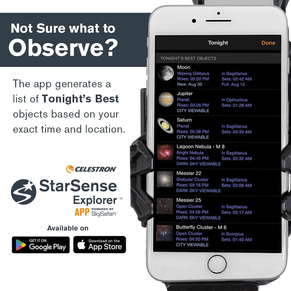 Celestron StarSense Explorer DX 130AZ App-Enabled Telescope – 130mm Newtonian Reflector with Smartphone Dock & StarSense App – iPhone & Android Compatible – Easy-to-Use for Beginners