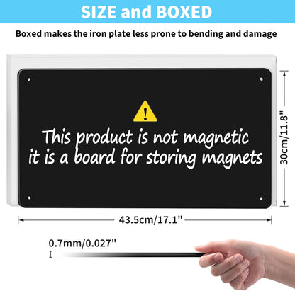 17.7" x 11.8" Black Metal Magnetic Board - Magnet Bulletin Board to Display Magnetic Letters Numbers Animal, Poetry, Spice Jars, Notes, Photos, Suitable for Wall, Refrigerator, Cubicle, Cabinet