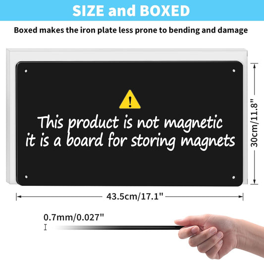 17.7" x 11.8" Black Metal Magnetic Board - Magnet Bulletin Board to Display Magnetic Letters Numbers Animal, Poetry, Spice Jars, Notes, Photos, Suitable for Wall, Refrigerator, Cubicle, Cabinet