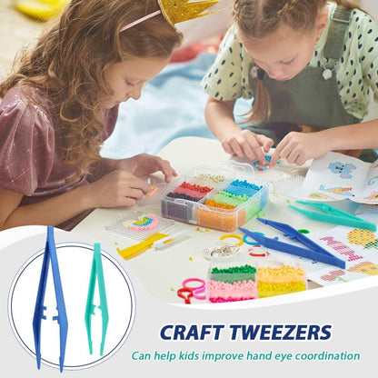 50pcs Plastic Tweezer Bead Tweezers for Kids Craft Forceps Tools for Handmade DIY Creative Beading Projects Jewelry Making Kids Home Classroom School Tools(size:50 PCS)