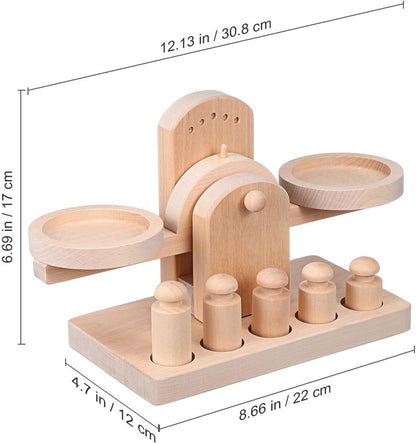 Wooden Balance Scale Toy Set for Kids - Educational Math Balance Beam with Pan Scale - Stem Learning Toy for Preschoolers and Toddlers