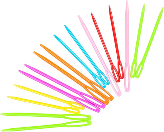 Hekisn Large-Eye Plastic Sewing Needles, Colorful Safety Lacing Needles, 2 Different Sizes Yarn Sewing Needle, Learning Needles for DIY Sewing Handmade Crafts，2.76 &2.1 inch (16 Pieces)